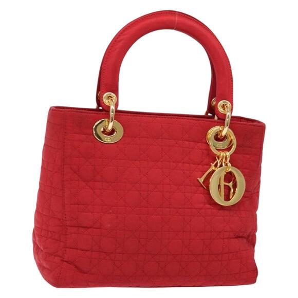 DIOR Canage Hand Bag Nylon Red Gold - Picture 1 of 12